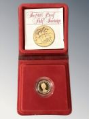 Queen Elizabeth II 1980 Gold Proof Half Sovereign, with certificate of authenticity, cased.