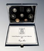 Royal Mint : 1987 United Kingdom Proof Coin Collection, 7 coins in all, with booklet, cased.