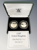 Royal Mint : 1997 United Kingdom Silver Proof Fifty Pence Two-Coin Set, 21.