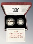 Royal Mint : 1990 United Kingdom Silver Proof Five Pence Two-Coin Set, 8.