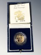 Queen Elizabeth II 1985 Gold Proof Half Sovereign, with certificate of authenticity, cased.