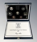 Royal Mint : 1987 United Kingdom Proof Coin Collection, 7 coins in all, with booklet, cased.