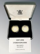 Royal Mint : 1997 - 1998 United Kingdom Silver Proof £2 Two-Coin Set, 24 g in all, in all,