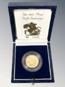 Queen Elizabeth II 1985 Gold Proof Half Sovereign, with certificate of authenticity, cased.