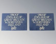 Royal Mint : Two x 1982 Proof Coinage of Great Britain & Northern Ireland, 7 coins in each,