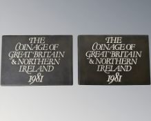 Royal Mint : Two x 1981 The Coinage of Great Britain & Northern Ireland, 6 coins in each,