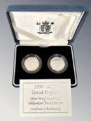 Royal Mint : 1999 - 2000 United Kingdom Silver Proof One Millennium Two-Coin Set,