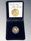 Queen Elizabeth II 1982 Gold Proof Half Sovereign, with certificate of authenticity, cased.