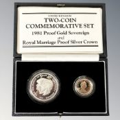 Royal Mint : 1981 United Kingdom Two-Coin Commemorative Set 1981 Proof Gold Sovereign and Royal