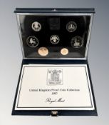Royal Mint : 1987 United Kingdom Proof Coin Collection, 7 coins in all, with booklet, cased.