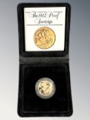 Queen Elizabeth II 1982 Gold Proof Sovereign, with certificate of authenticity, cased.