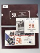Royal Mint : 1994 United Kingdom Anniversary of The D-Day Landings Silver Proof Fifty Pence