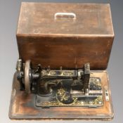 A Frister Hoffmann hand sewing machine in box