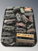 A group of tin plate rolling stock including Trix