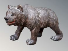A small Black Forest carved wooden bear, length 7.