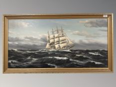 Siegfried Didszus : The Sailing Ship Pamir Under Full Sail in Choppy Waters, oil on canvas,