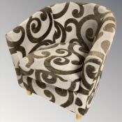 A contemporary armchair