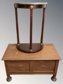 A reproduction green marble topped demi-lune hall table,