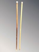 Two early 20th century walking canes with silver pommels