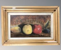 Twentieth century School : Still life with fruit, pair of oil on boards,