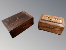 A George III mahogany tea caddy and a further Victorian box