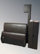 A contemporary brown stitched leather 4' bed frame with storage drawers