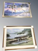 A colour print depicting a steam locomotive,