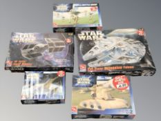 Five Ertl Toys Star Wars scale model kits,