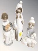 A Lladro figure of a girl with armful of oranges,