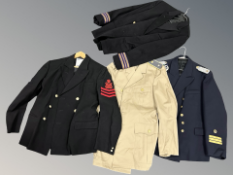 Four various naval tunics