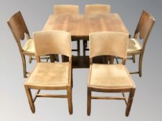 An Art Deco walnut extending dining table, length 150 cm,