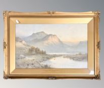 After Alfred De Breanski : A highland sunset (Kilchurn castle), colour print,