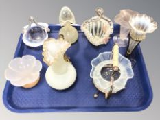 A group of Vaseline glass items