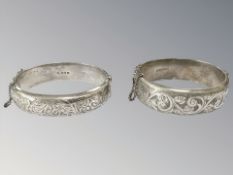 Two silver bangles CONDITION REPORT: 54.