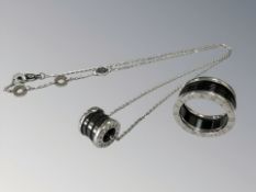 A Bulgari ring and matching pendant
