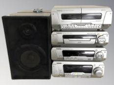 A Technics four piece hifi system and pair of speakers