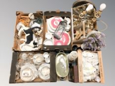 Assorted home wares, table wares, drinking glasses, figures,