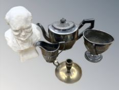 A plaster bust of Sir Winston Churchill, height 25cm,