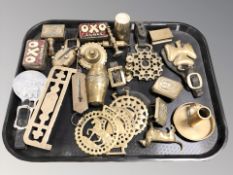 Horse brasses, ornaments, trivets, Oxo tins,