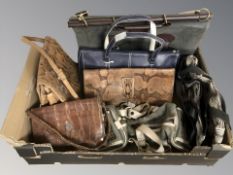 A group of lady's vintage hand bags including crocodile leather example with silver clasp (1 box)