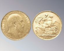 An Edward VII gold full sovereign 1910