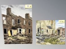 John Clive Madgin : How We Used to Live, Castle Street, Fatfield, oil on board,