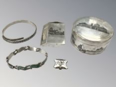 A group of Siam silver items including vesta, trinket box,