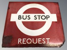 A 20th century enamelled metal bus stop sign,