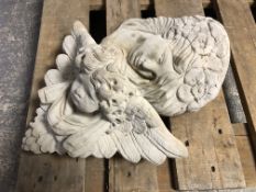 Concrete garden cherub wall pocket,