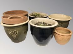 A group of ceramic plant pots