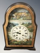 A reproduction birds eye maple veneered eight day mantel clock,