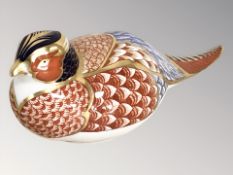 A Royal Crown Derby Pheasant paperweight with gold stopper