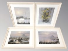 After Ivan Lindsay : Lindisfarne, colour print, signed in pencil, 28 cm x 40 cm,