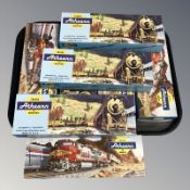 Eight Athearn miniature die cast locomotives in boxes